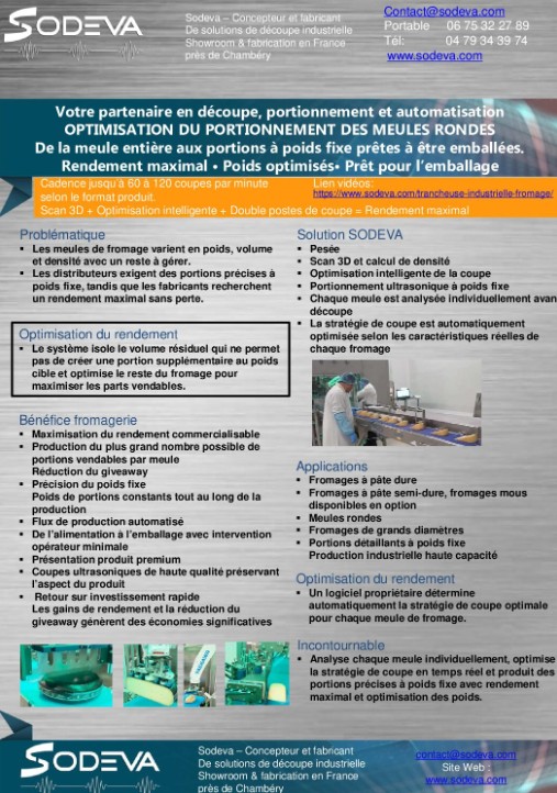 SODEVA OPTIMISATION DU PORTIONNEMENT DES MEULES RONDES poids fixe en ligne
