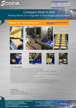 Compact in-line portioning of cheese blocks by weight