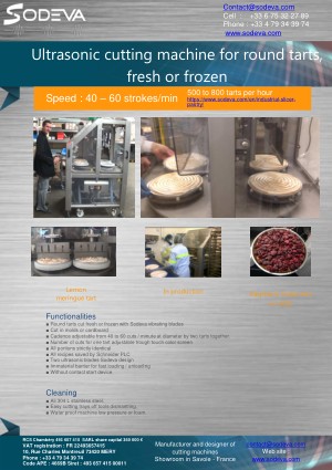 Tart cutting machine — 800 tarts per hour