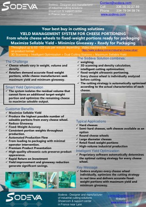 Optimised in-line portioning of round cheese wheels at fixed weight