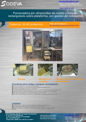 Corte de barras y ruedas de queso sobre bandeja con control del peso