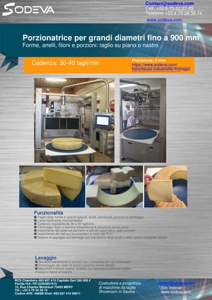 Porzionatrice con taglio a corona per grandi forme di formaggio da 900 mm