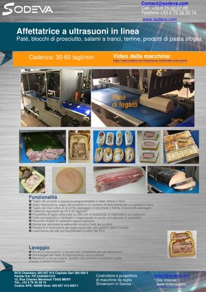 Affettatrice compatta in linea per pâté e altri prodotti