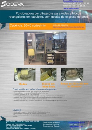 Corte de barras e rodas sobre tabuleiro com controlo do peso