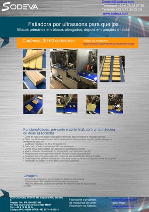Corte compacto em linha de blocos de queijo em porções ao peso